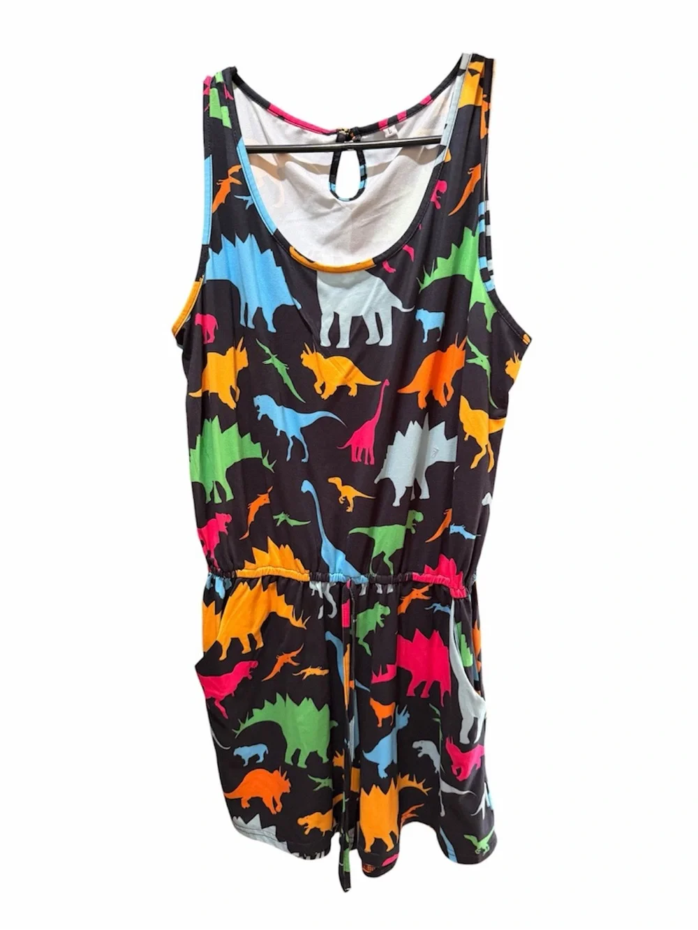 Source Unknown Black Multicolor Dinosaur Print Tank Romper - Picture 2 of 5